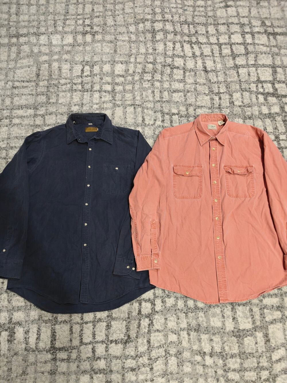 Lot of 2 Vintage LL Bean Eddie Bauer Chamois Shirts Made in Canada Mens L-T / XL